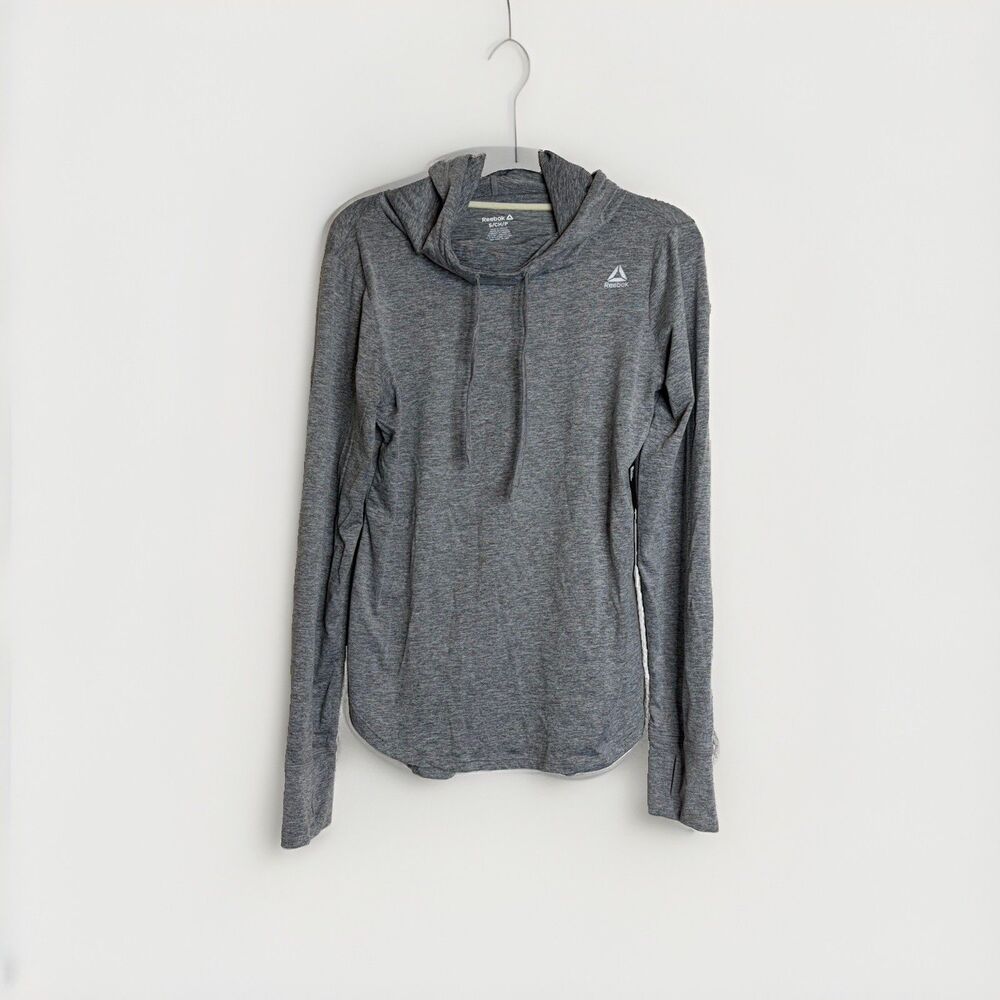 Reebok Womens Activewear Long Sleeve Pullover Gray Athletic Hoodie Size Small